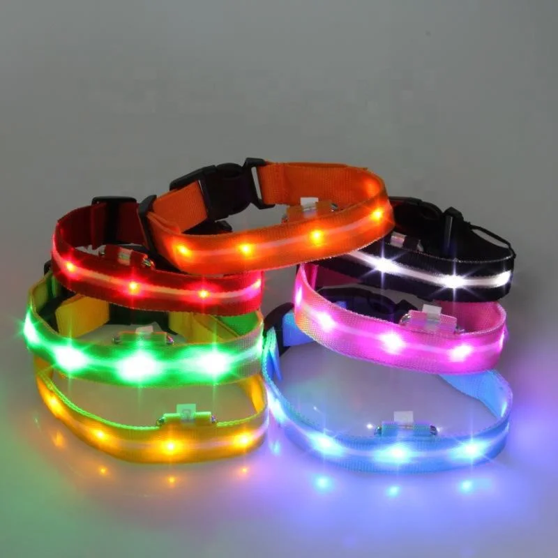 Adjustable LED Flash Pet Dog Training Collar, Dogs Luminous Fluorescent Collars Pet Supplies