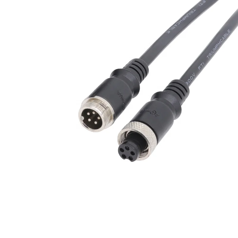 Waterproof Aviation Female Male Plug and Sockets M12 6 Pin Per Molding PVC Cable Wire Connector