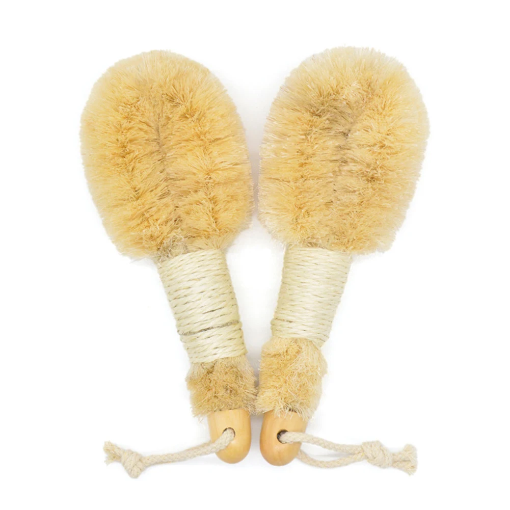 Private Label Body Brush Dry Skin Wooden Bath Brush Natural Wooden Bristle Sisal Body Brush For Exfoliating Shower Scrubber