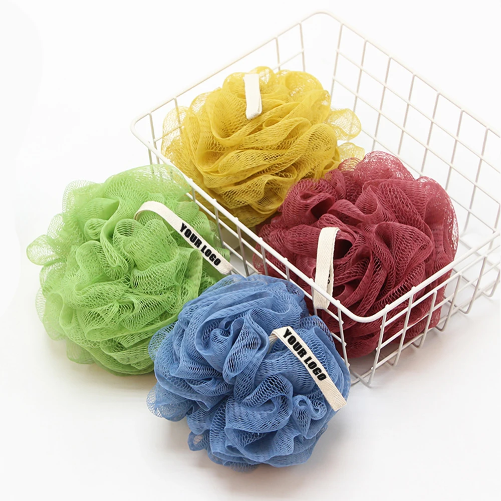 4 Color 20G Mesh Pouf Bath Luffa Sponge Body Scrubber Exfoliator PE Coarse Mesh Shower Loofahs Balls