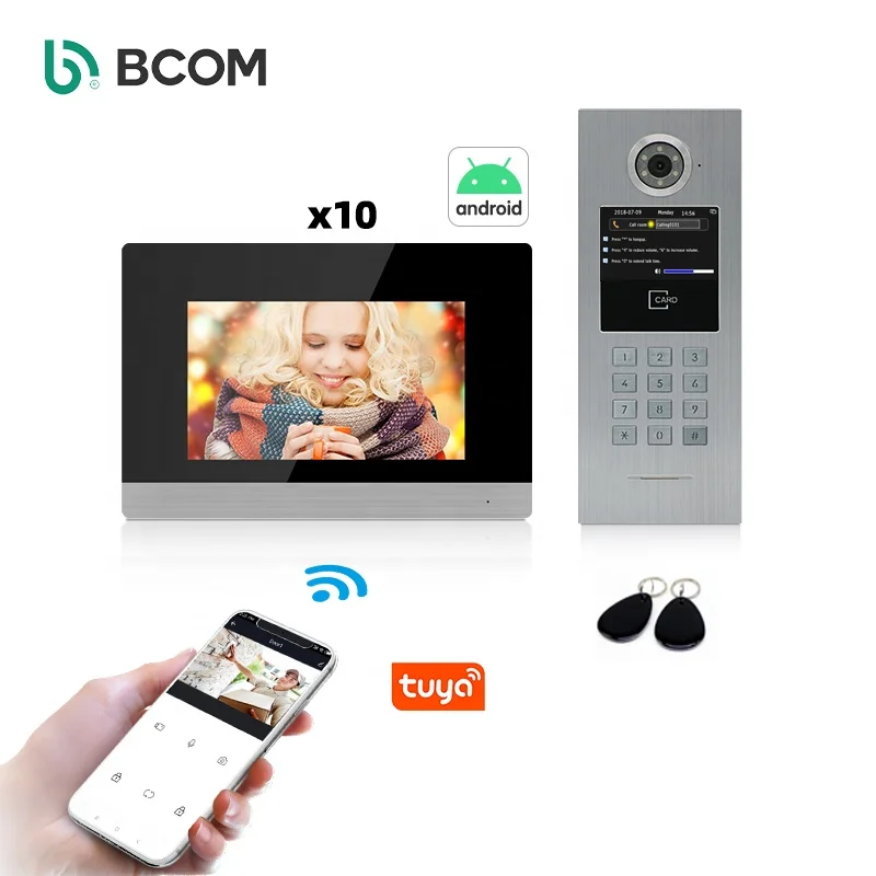 Bcom 2021 access contromulti building ip base unlock touch panel video door phone intercom system smart house wifi doorbell