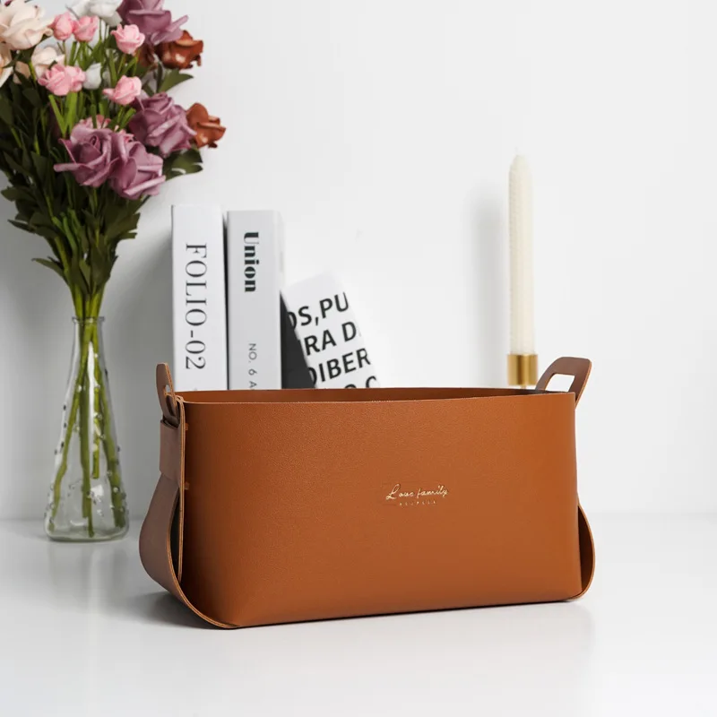 2021 Wholesale Gifts Custom Pu Leather Pen Make Up Tray For Storage Cosmetic Brush Vase Leather Storage Box