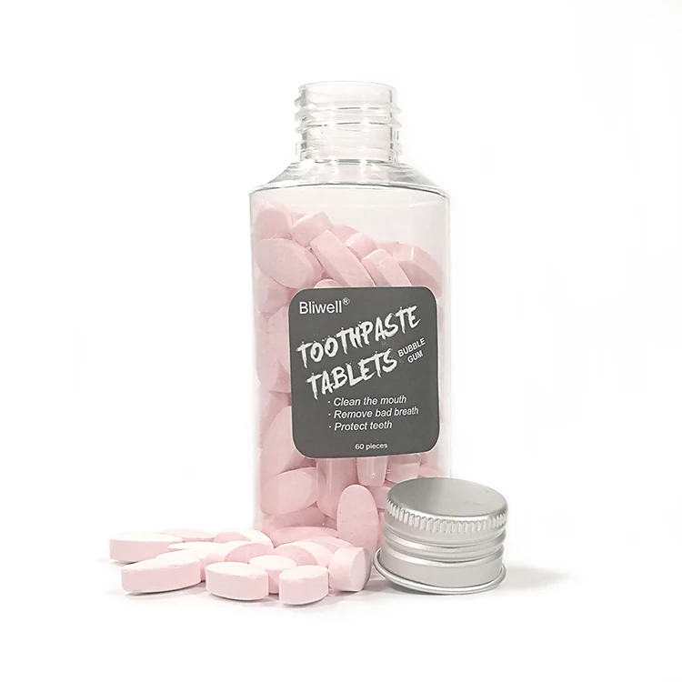 
Private Label Selling Premium Grade Organic Chewable Whitening Toothpaste Tablets For Travel Bottled 