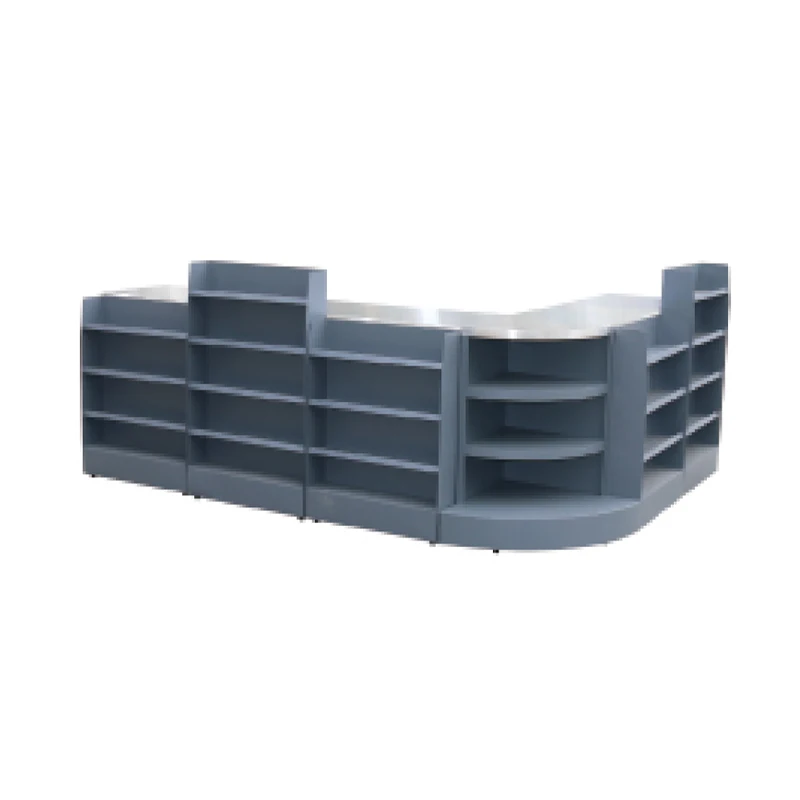 High Quality Cafe & Supermarket Checkout Counter Convenience Store Cashier Register with Wood Steel Metal & Plastic Materials