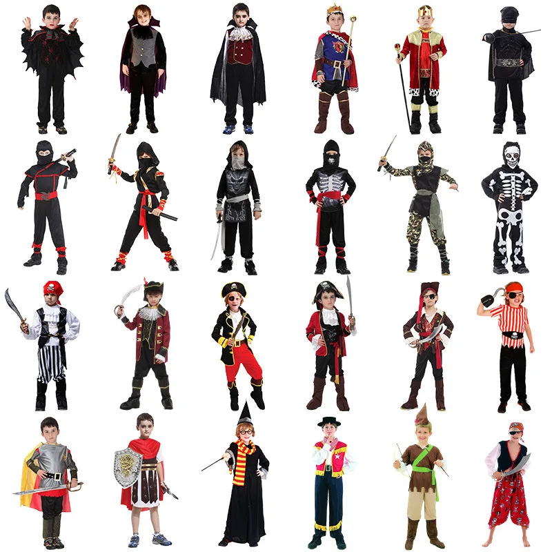 Wholesale Halloween Kids Clothes Boys Costume Outfit Pirate Garb Attire