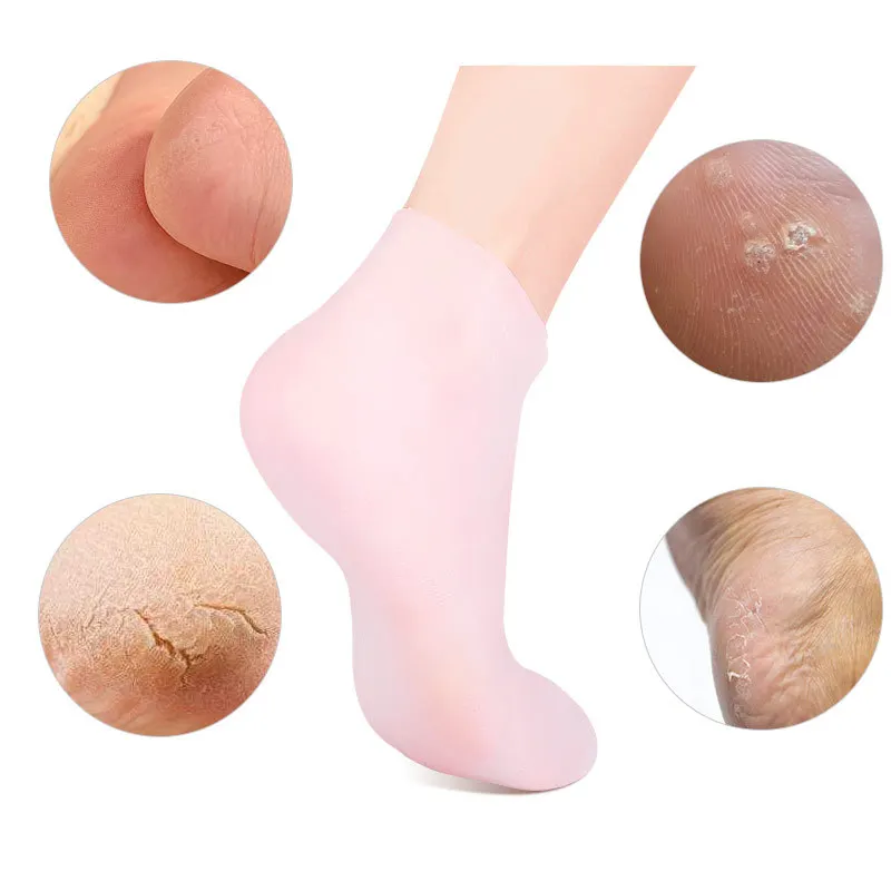 Hot Selling Silicone Moisturizing Socks Foot Care Softening Dry Cracked Feet Rough Skins Anti Slip Aloe Socks Spa Gel Socks
