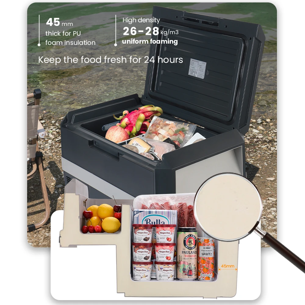 28l  12v 220v Dual Use Car Freezer Fast Cooling Low Noise Perfect For Dorms And Camping Adventures