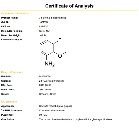 High quality General reagents 3-Fluoro-2-methoxyaniline CAS 437-83-2