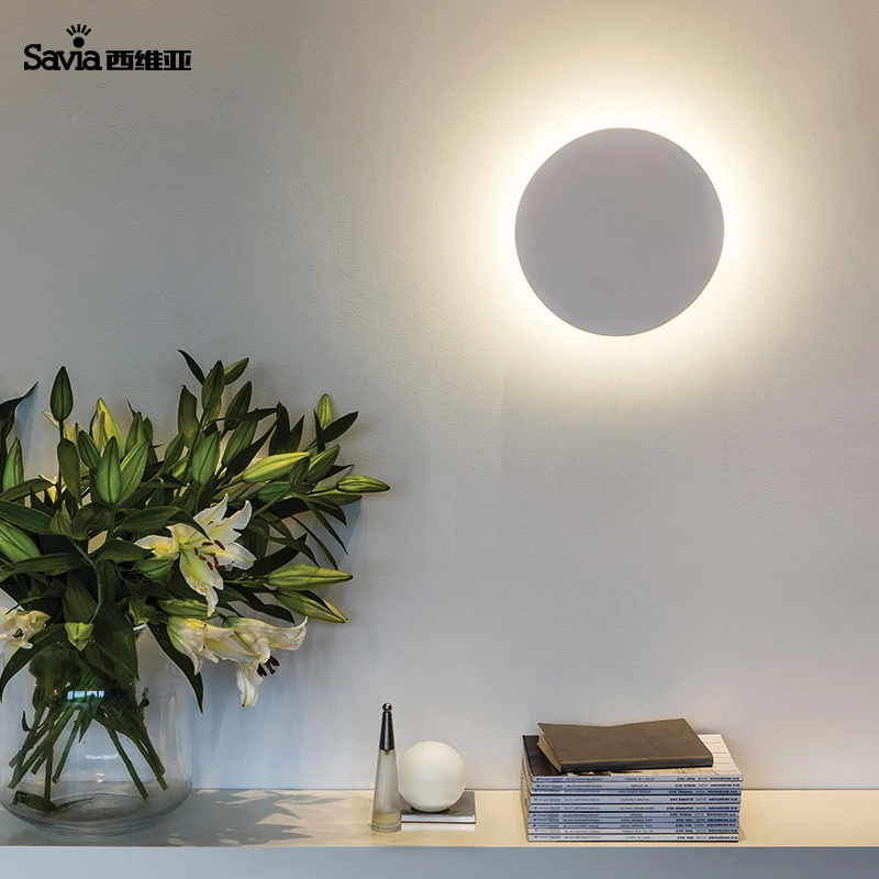 
Savia Modern LED 9W Wall Light Indoor Aluminum Round European Wall Mount Lamp Outdoor Garden Corridor Aisle Backlit Wall Lamp 