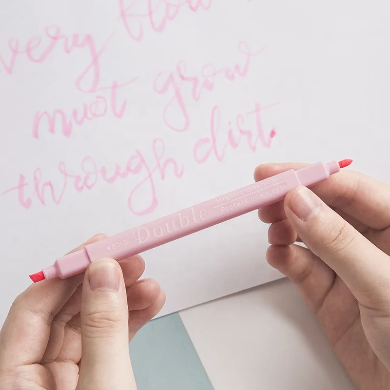 Double headed candy colored fluorescent pen, 12 color set, color fluorescent marking for key students,highlighter