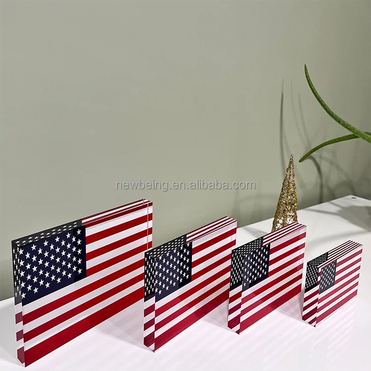 Flags Of All Countries In The World on Acrylic Block, Diamond cut sides