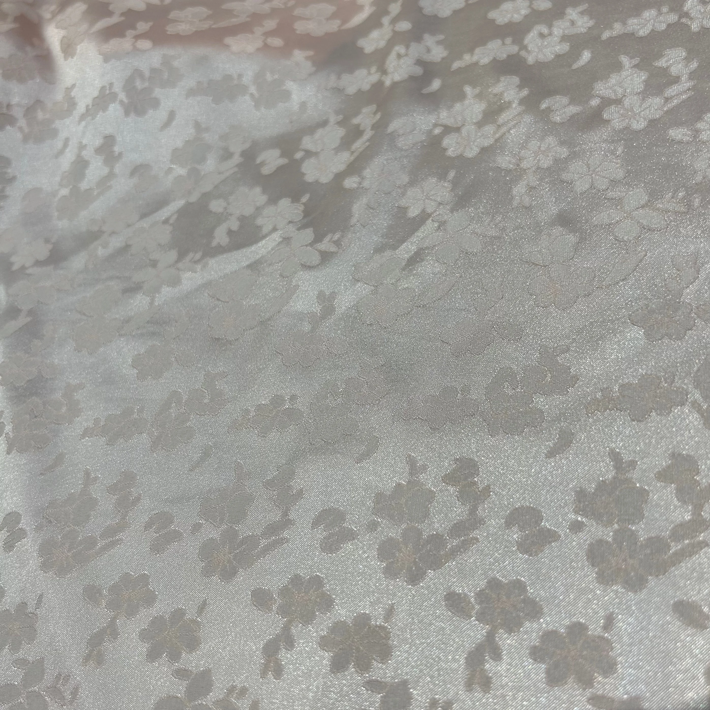 White Brocade Floral Flowers Jacquard Prom Fabric Sold by the Yard Prom Bridal