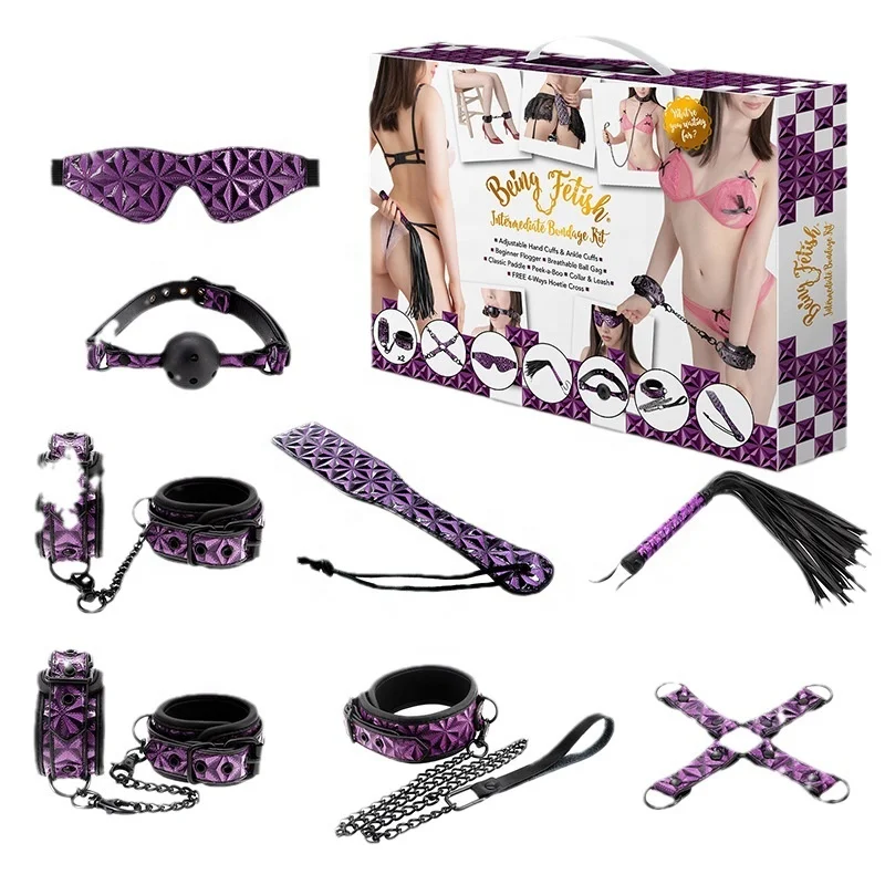 Girlspower Adult Male and Female 8 Pack SM Kit PU Leather Sexual Wear BDSM Bondage Fetish Chinese Dress Bondage Sex Toys