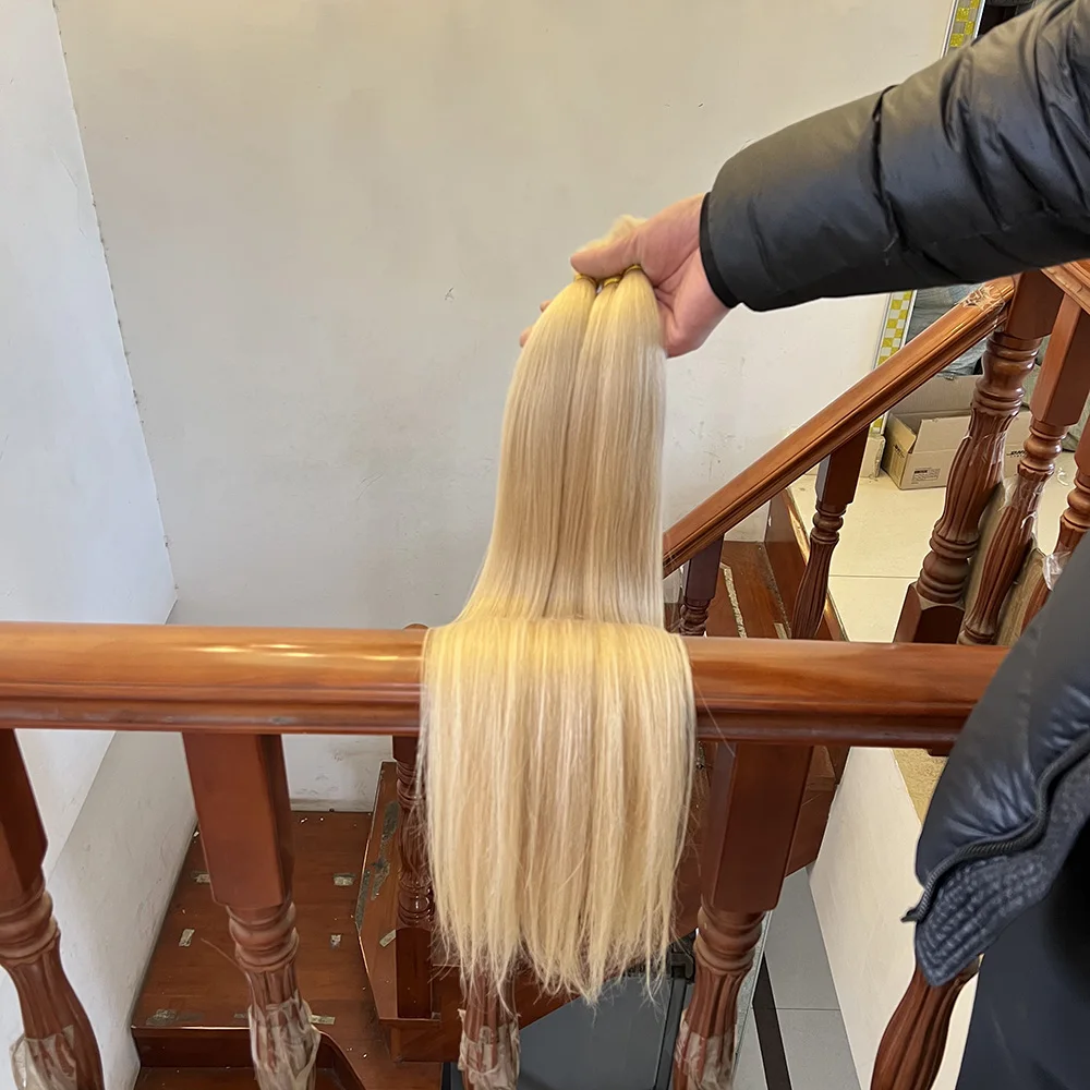 Wholesale 613 Cuticle Aligned Virgin Hair Long Blonde Brazilian Human Hair Extension Russian Blonde Virgin Human Hair Pieces