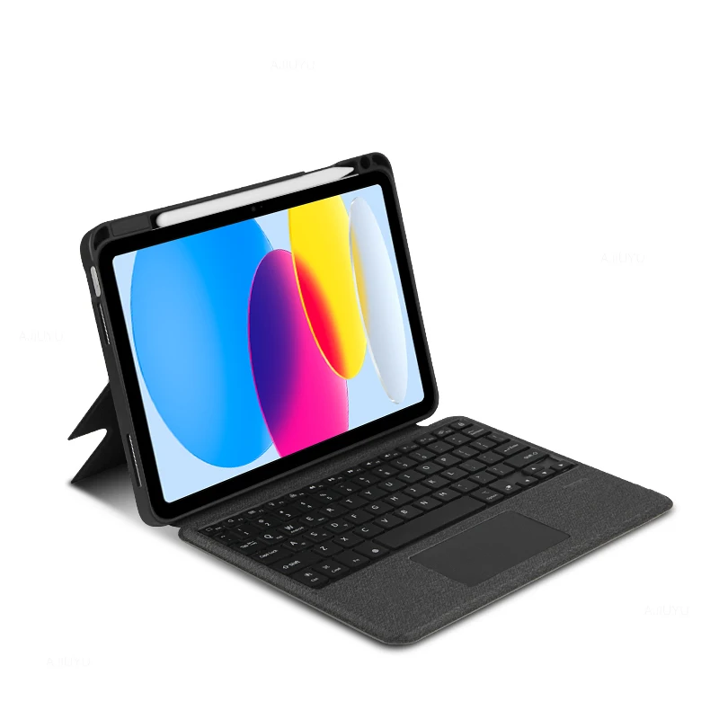 Tablet Case TPU Leather Rechargeable Pen Slot Wireless Bluetooth Touch Keyboard Tablet Cover for iPad 10 2022 10.9