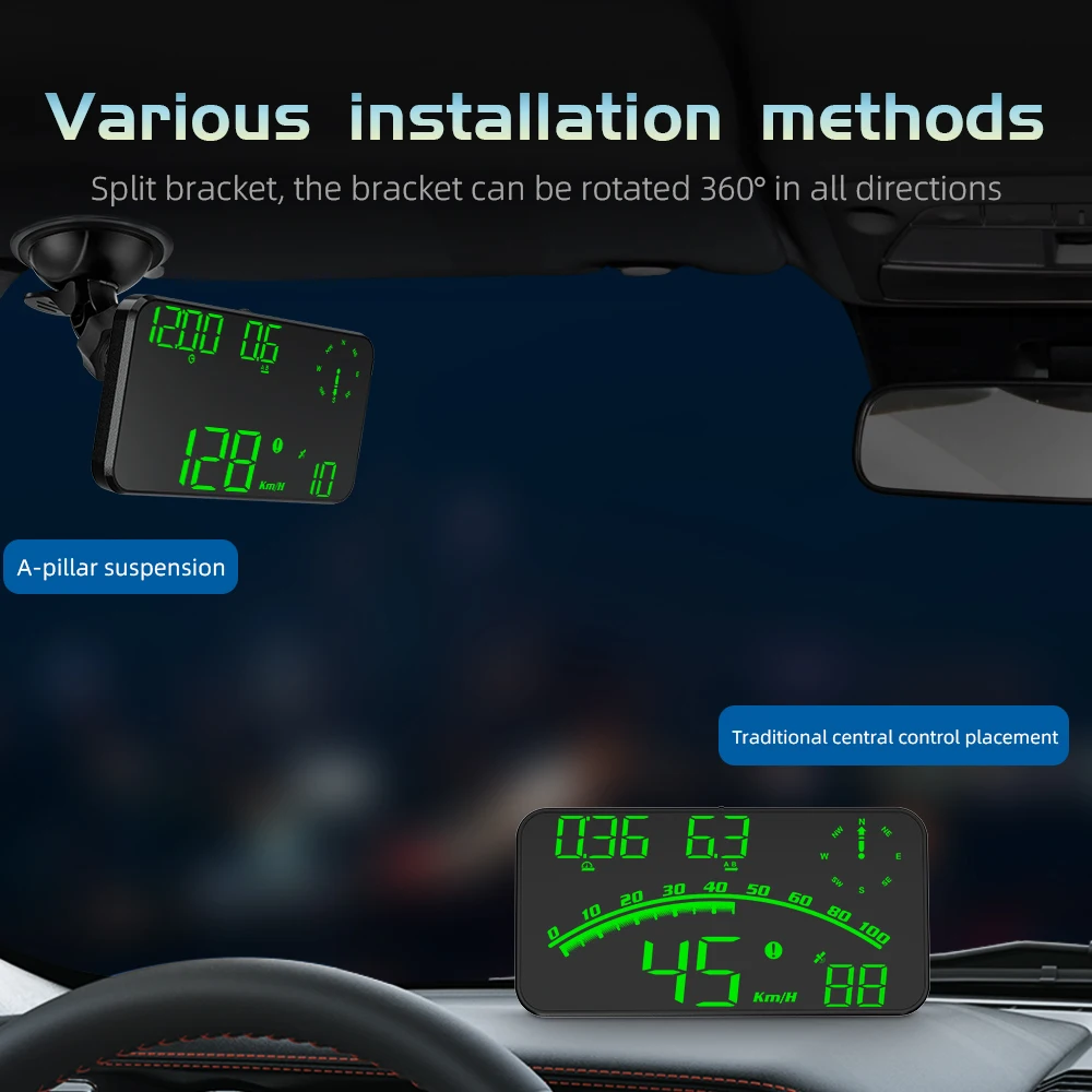 Green LED large screen Speedometer Head Up Display car G10 Auto electronics GPS speed rpm HUD display for all car