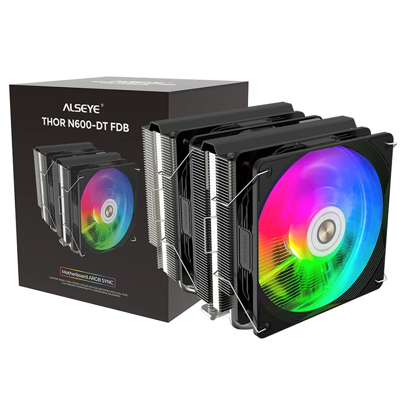 Alseye 120mm PWM  dual  tower  fan 6pipes  PC cooler