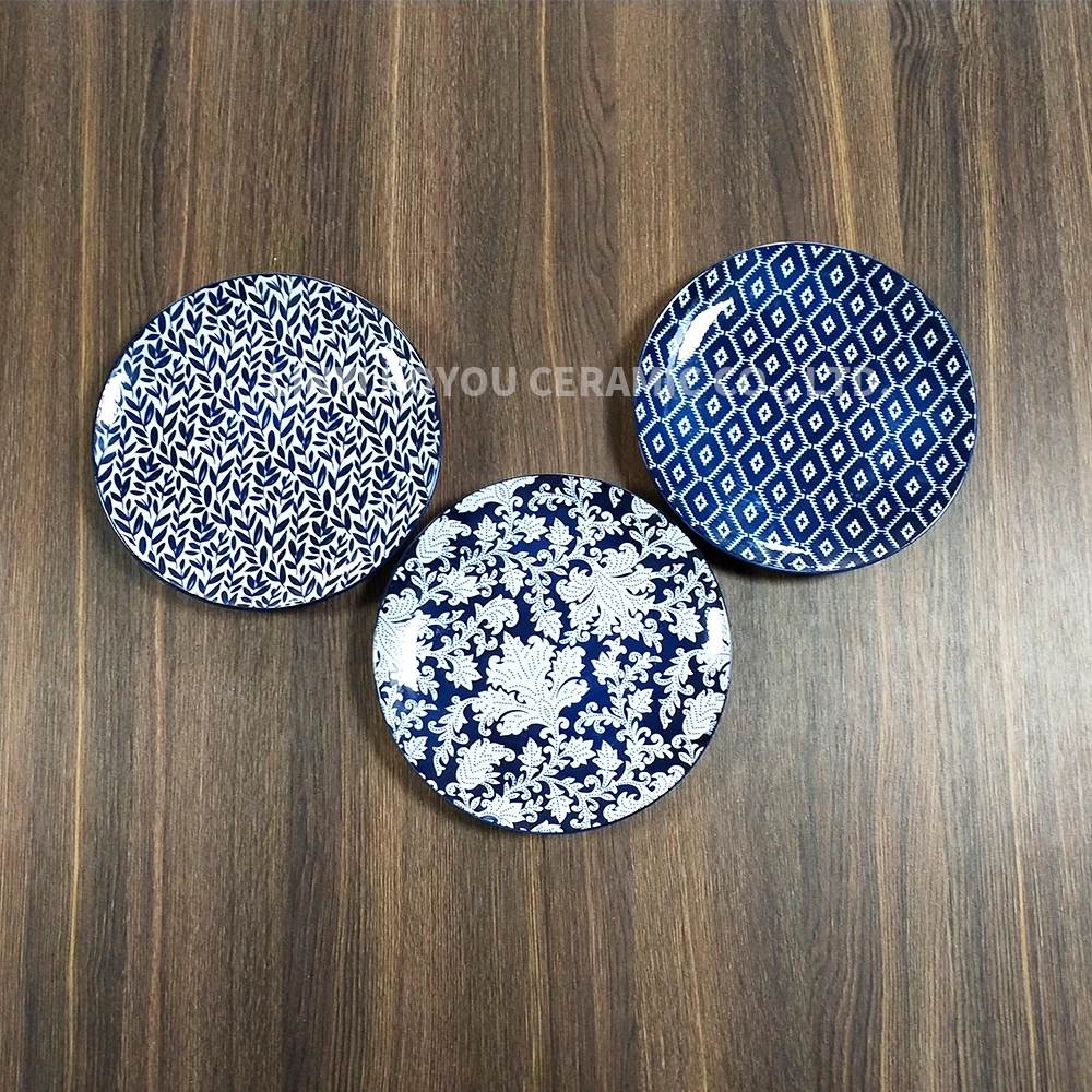 factory supply pad printing dark blue porcelain plates for wholesale and home your logo acceptable popular ceramic dinnerware