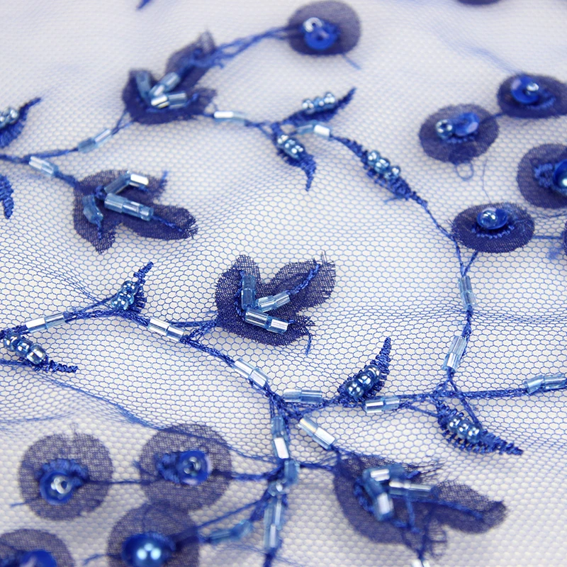 China  factory   elegant beaded lace fabrics  3D flowers embroidery lace fabric