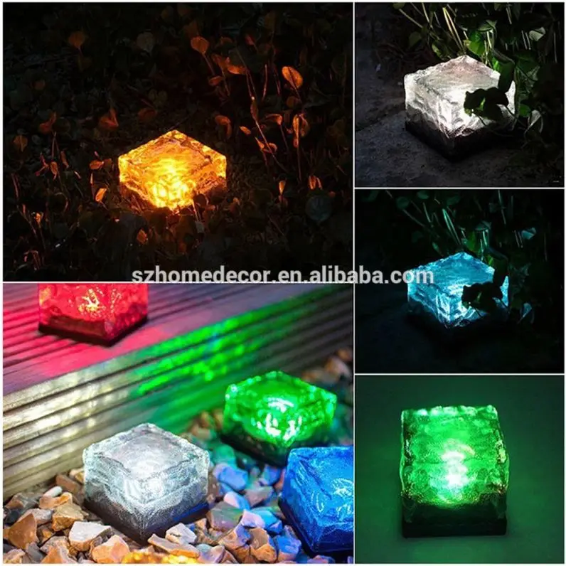
Ice Rocks Run glass cubes LED Solar Energy Color Changing Decoration Lights For Path and Garden(Multi-color) 