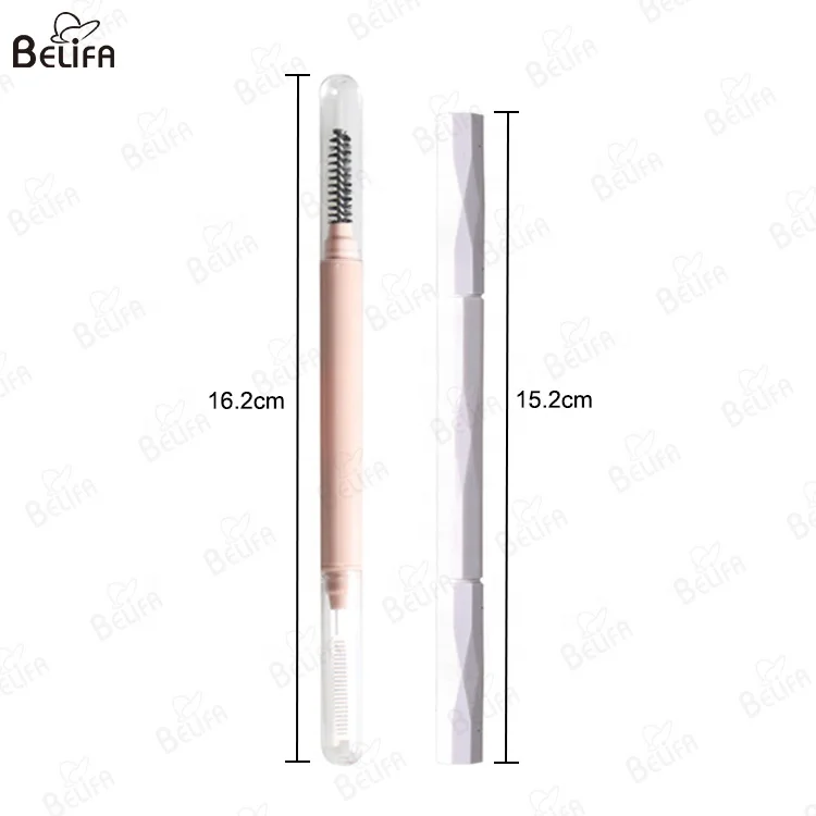 wholesale Customized Private Label double  side 2 in 1 mascara wand spoolie brush eye lash brow eyelash comb with cap cover lid