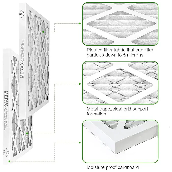 14x14x1AC Furnace Air Filter for MPR 600 Pleated HVAC Filter 14x14x1 AC Furnace adapted to MERV 8 Pleated HVAC Filter