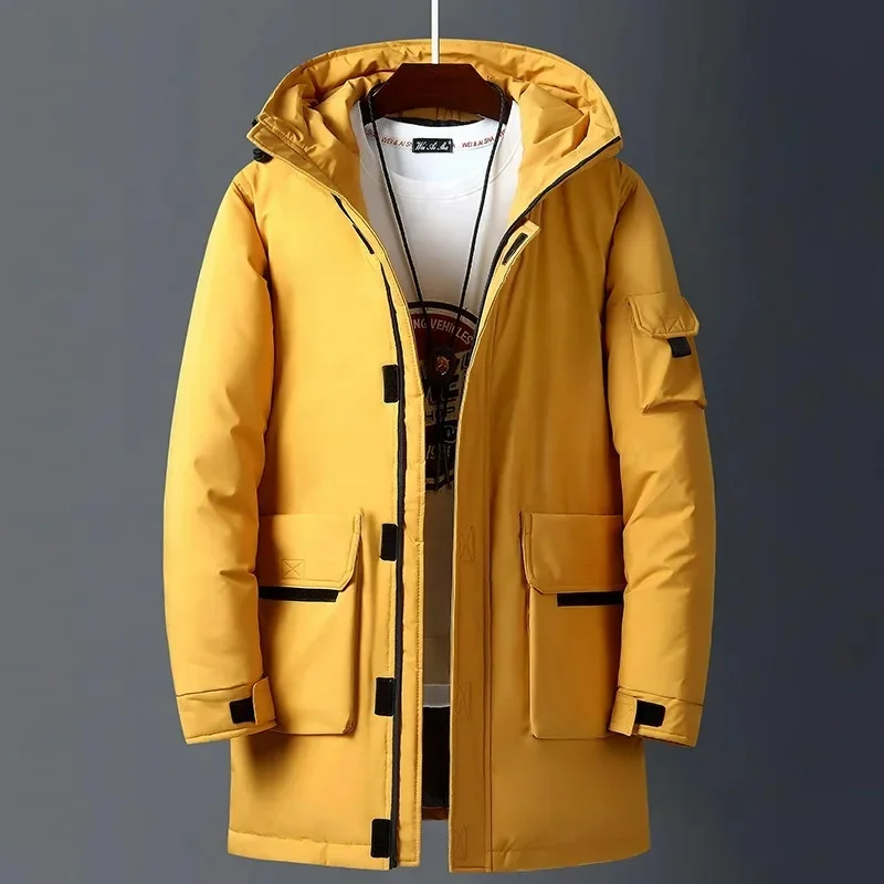 2023 New Winter Jackets Men White Duck Warm Hooded Long Down Jacket Autumn Casual Top Parka Male Black Fluffy Coat for Men