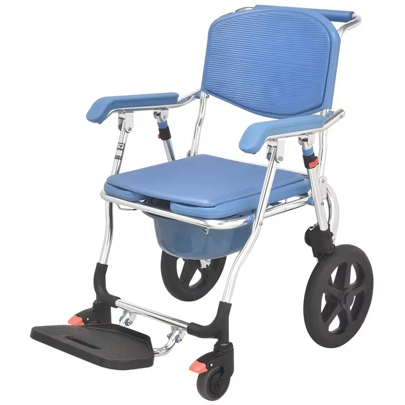 Mdeical Portable Folding Wheelchair Bathroom Chair Patient Multipurpose Aluminum Electric Types Commode Toilet Chair For Elderly