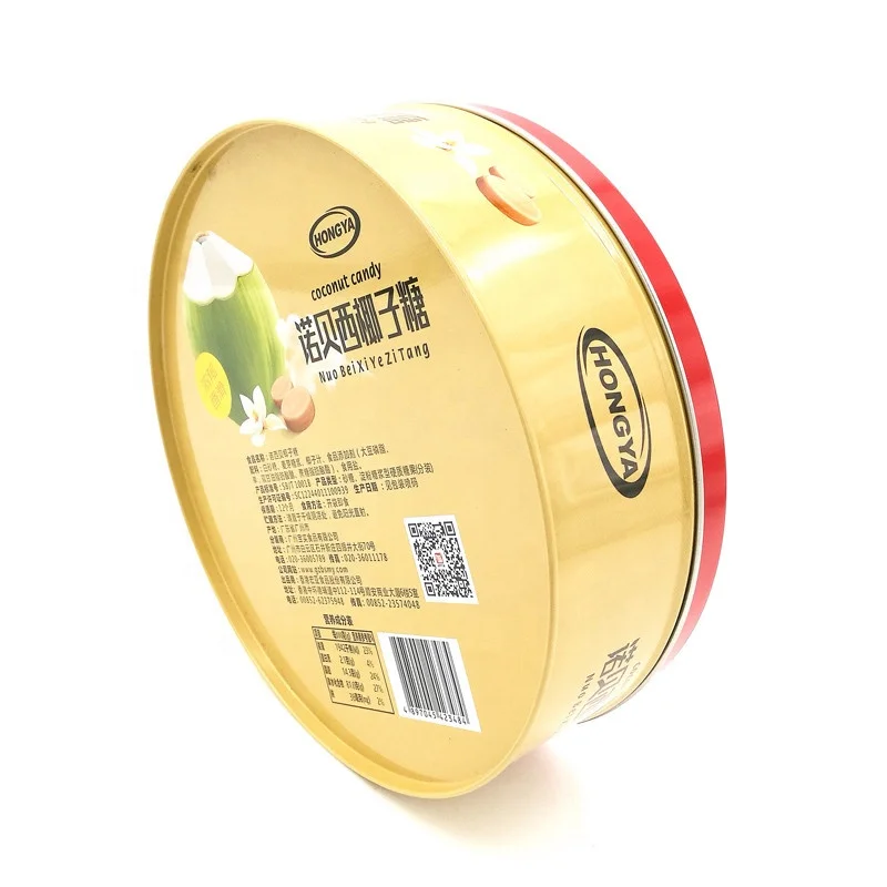 Традиционная круглая Кокосовая конфета, металлическая жестяная коробка