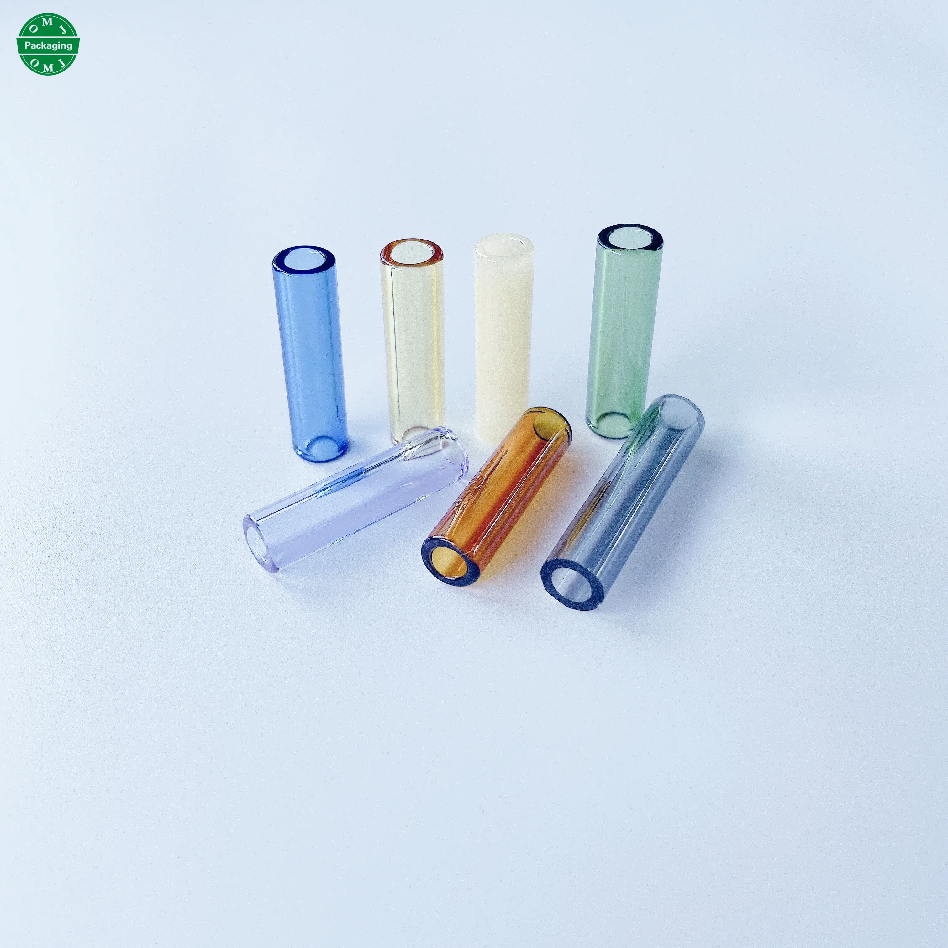 Amber black blue colorful Glass Tip filter Glass vials for rolling paper packing