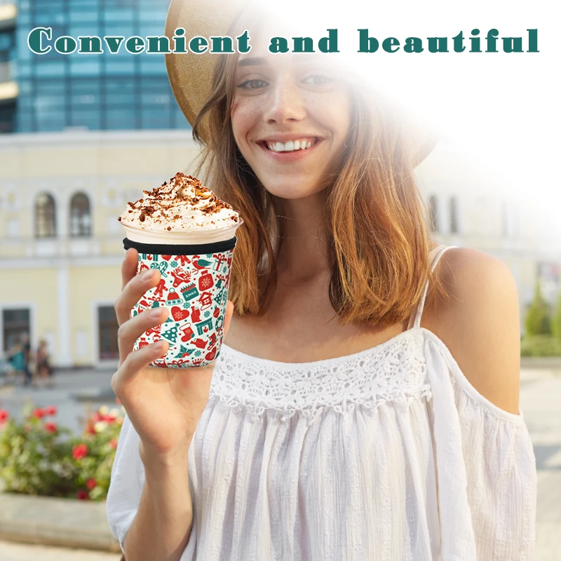 Logo Print Insulated Hot Iced Coffee Sleeve Holder Reusable Custom Neoprene Coffee Cup Sleeve
