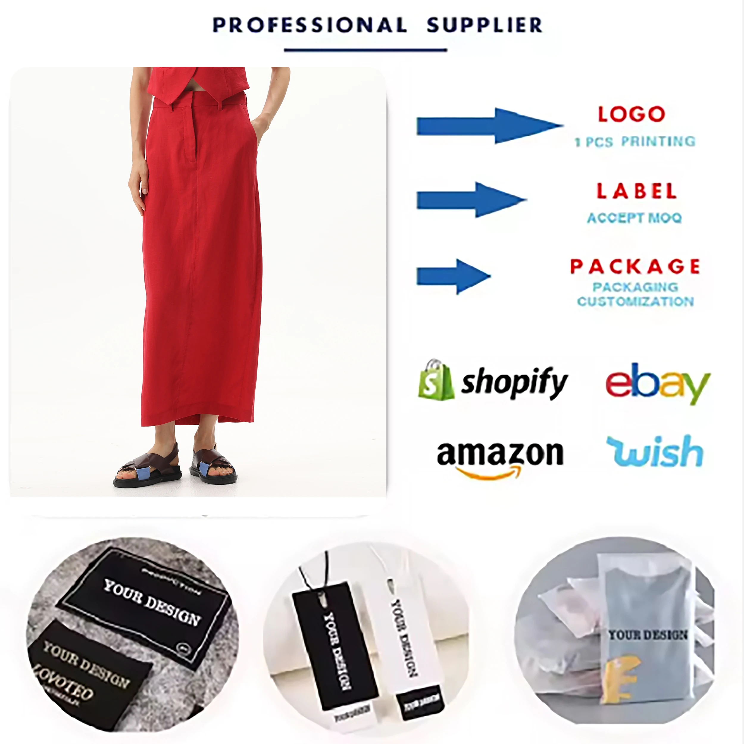 SMO Red Skirt Women Spring Summer Causal Maxi Soft Straight Skirts Linen Skirt Red Long With Zipper Pocket