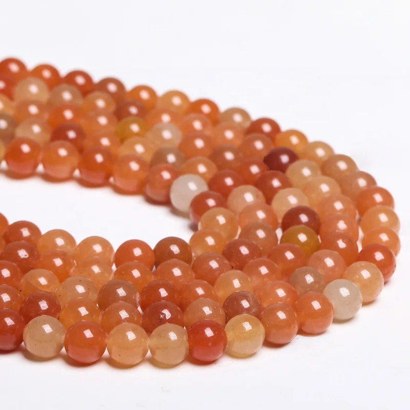 Wholesale natural gemstone beads 4/6/8/10/12mm smooth round red aventurine loose beads for diy jewelry making