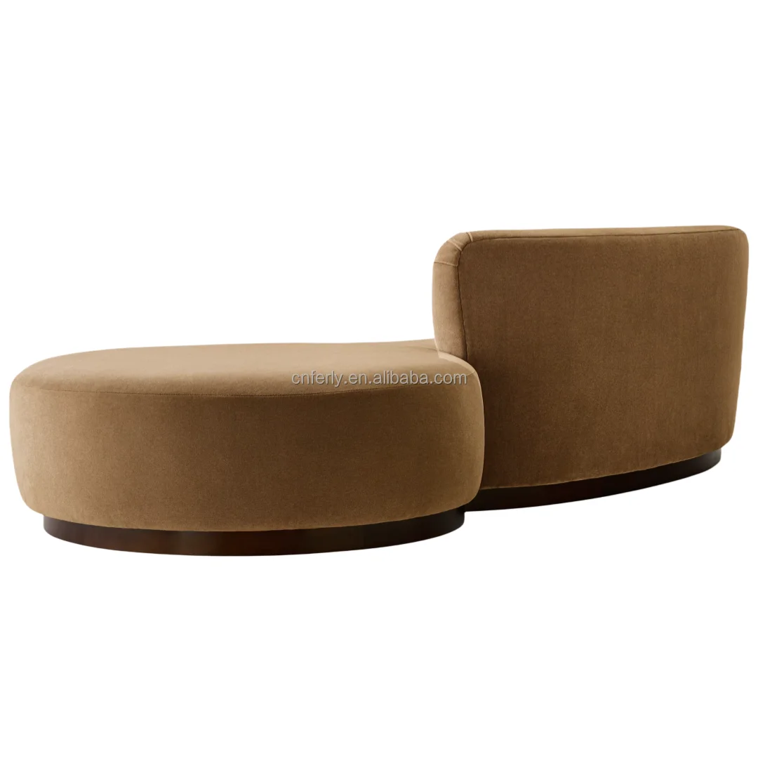 Ferly High End Modern Luxury Living Room Asymmetrical Sofa Left Arm Brown Curved Sofa