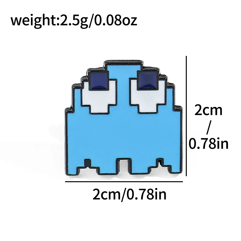 XZ2466 Cute Game Pac-Man Brooch Pixel Art Metal Pins Badge Cartoon Character Backpack Clothes Accessories Bricks Kids Gift Toys