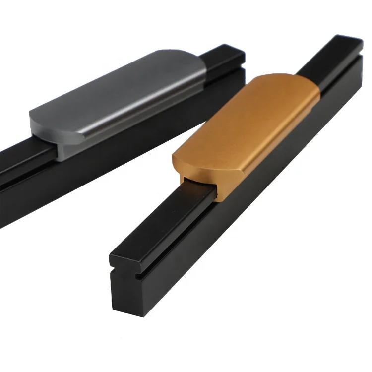 Black gold double colors aluminum office kitchen wardrobe furniture drawer cabinet handle long profile cabinet pull handles