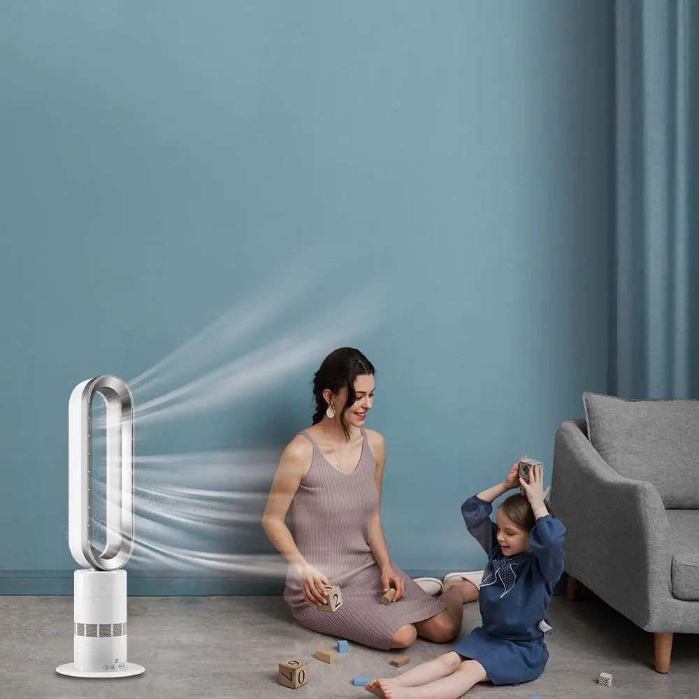 2024 home smart appliance electricity modern luxury indoor standing fan TP-18 PRO 2 IN 1 air cooling heating bladeless floor fan