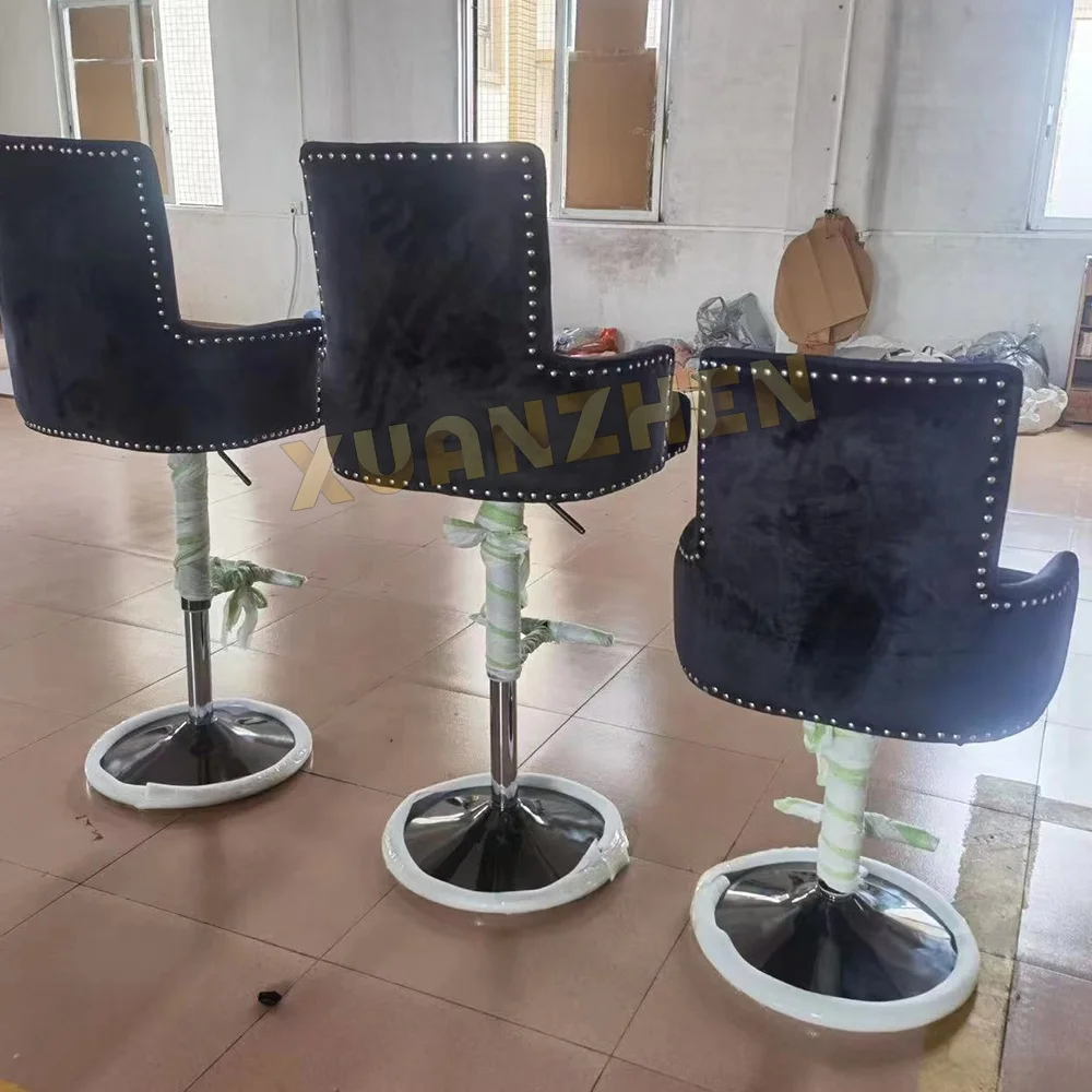 Living room furniture adjustable restaurant high swivel velvet kitchen bar stool bar counter stools luxury bar stool
