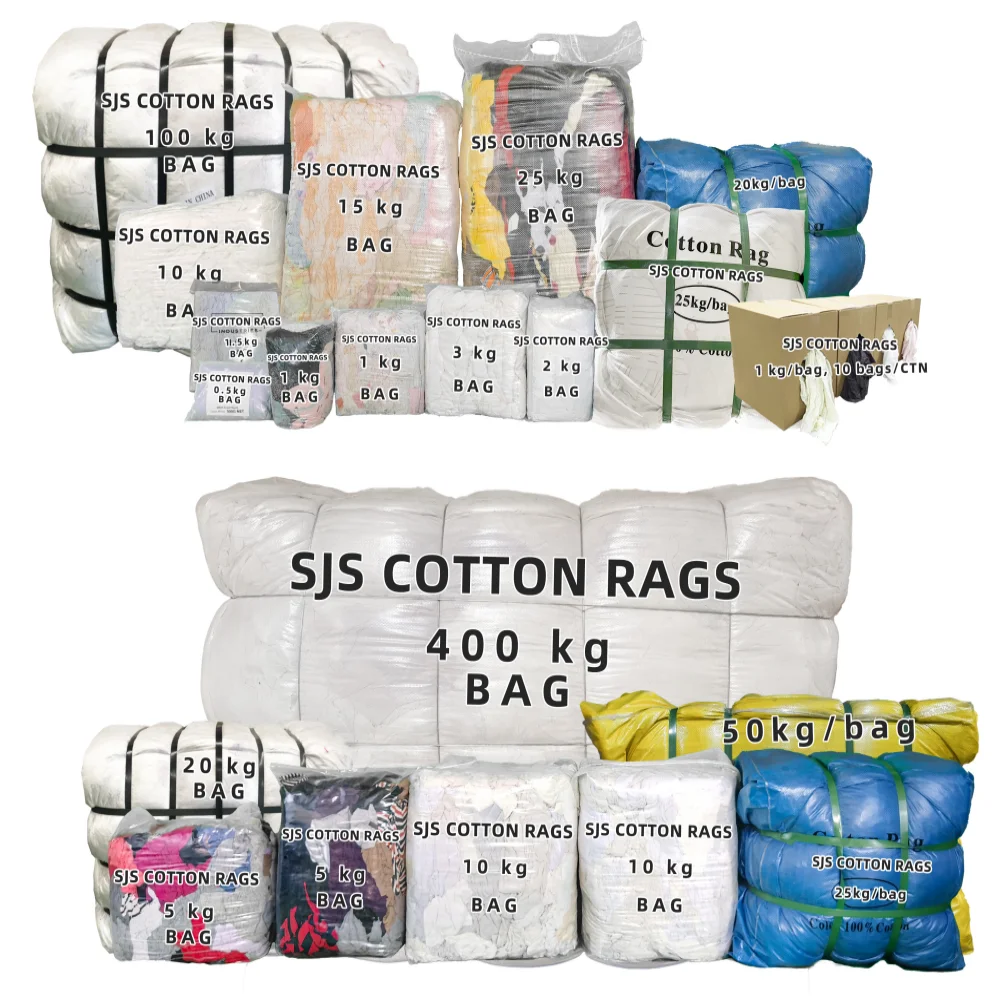 0-400kg Package White Printed T Shirt Cutting Recycled Shop Cleaning Cloth Used T Shirt Rags Cotton Waste Cleaning Rags