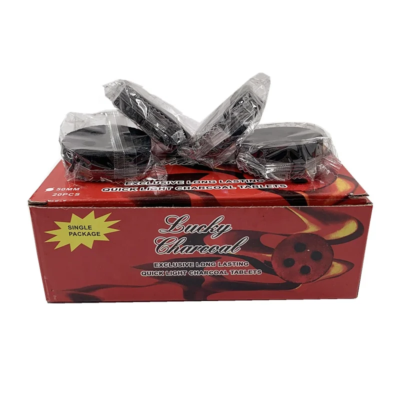 Высококачественный мгновенный уголь YKS 50 мм с 4 отверстиями, черный круглый уголь для кальяна