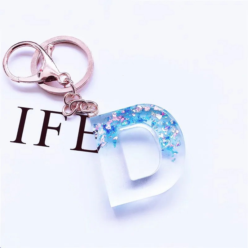 letters inital alphabet Flower keychain jewelry set,  clear transparent resin name pendant charm car key holder words keychains
