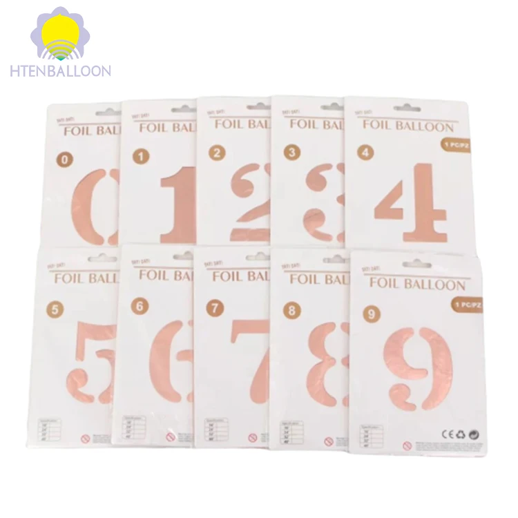 Hot Individual Card Packing 16 Inch Number Foil Balloons Happy Birthday yiwu Number 0 - 9 Balloons for Party Decoration