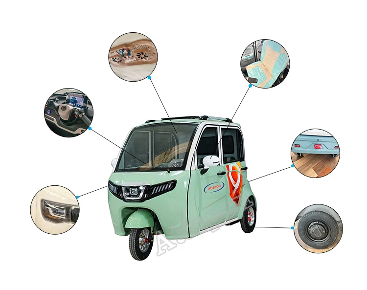 Body Electric Tricycle Adults 60V Closed Tricycle Motorcycle Rickshaw Fully Enclosed Handicapped Mini Electric