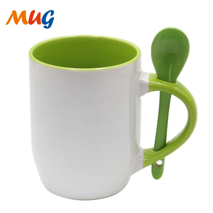glazed ceramic spoon mug 12oz ceramic stoneware coffee mug with spoon in handle sublimation blanks coffee mug