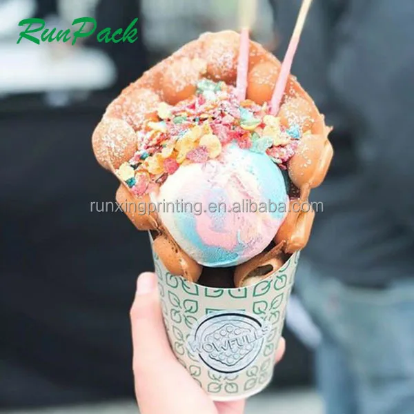 Одноразовая вафельная чашка с пузырьками пищевой вафельный стакан для яиц упаковка держатель мороженого индивидуальным логотипом