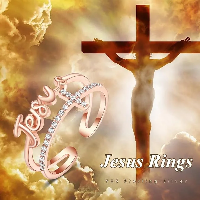 Hot sales Sterling Silver Adjustable Rings Fearless/Faith/Jesus Ring Christian Religious Rings Confirmation Jewelry Gifts