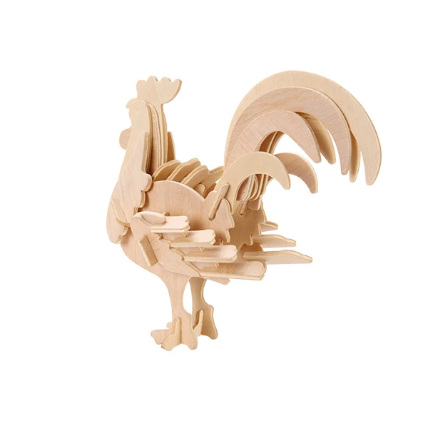 3D Wooden Toys rooster Animal  puzzle Toy for educational game chinese zodiac animal models 3D Puzzle Model DIY Painting kits