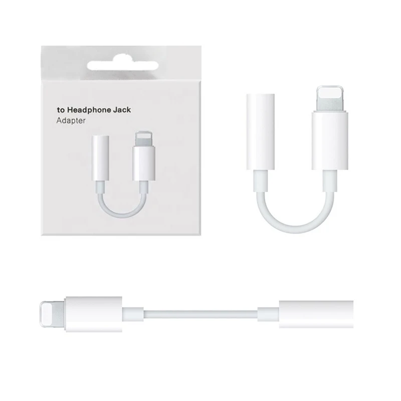 wholesale audio adapter cable to light-ning to 3.5mm adapter With Box AUX Headset Adapter jack headphone for iphone