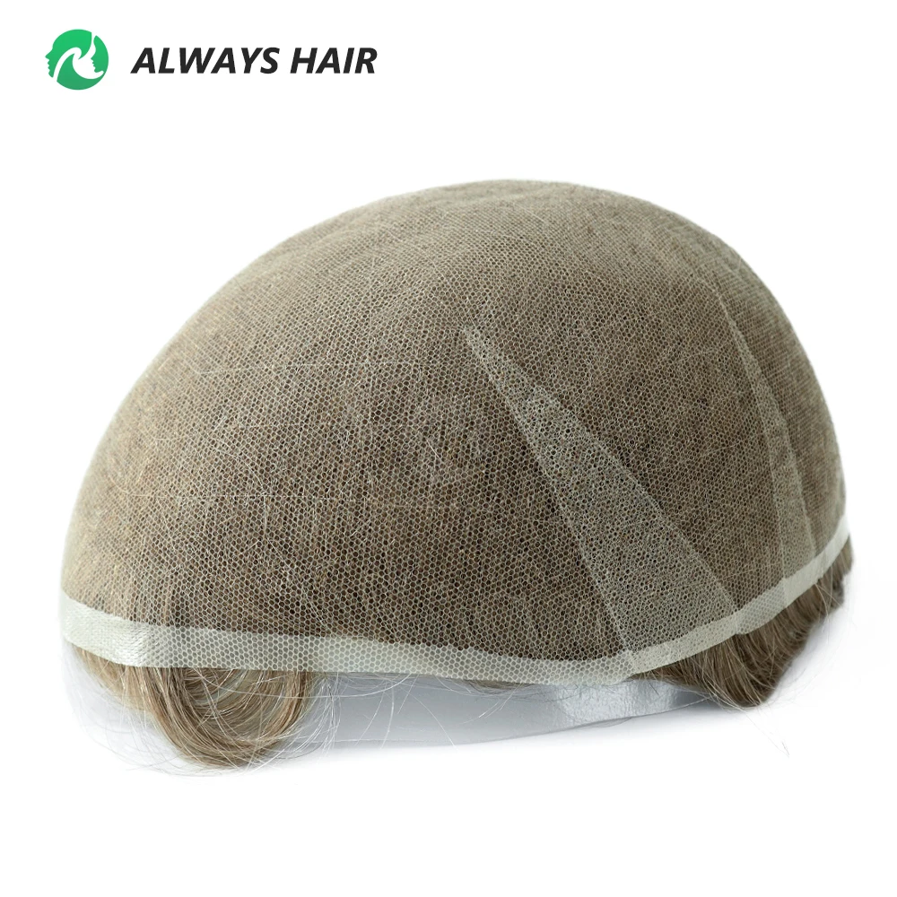 Air Lace - Super Breathable Swiss Lace Hair System All Bleached Knotted Hair Prosthesis for Men All Swiss Lace Human Hair Toupee