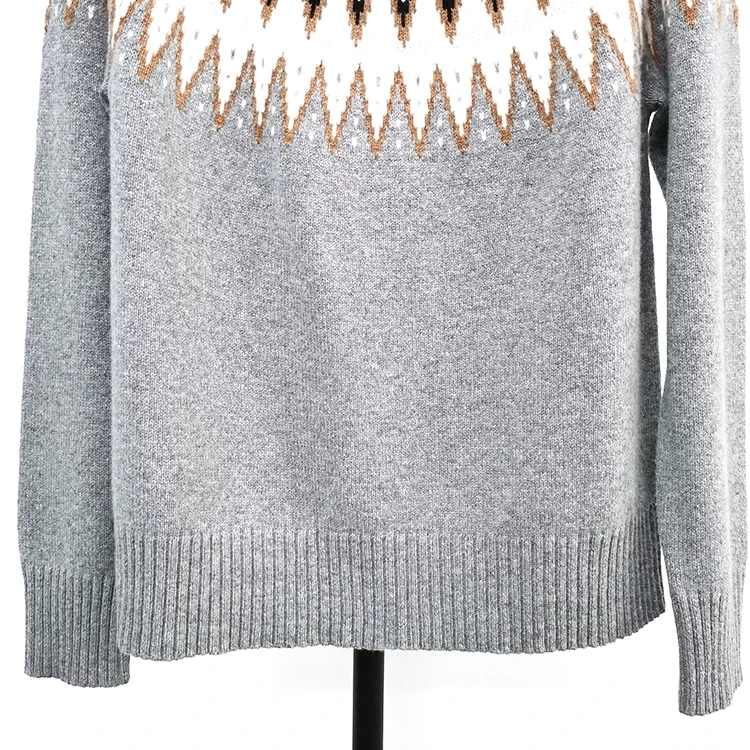 korea fashion Jacquard nordic cowichan Merino Wool and cotton sweater for women